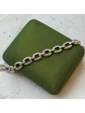 Vintage Sterling Silver Link Faux Tennis Bracelet